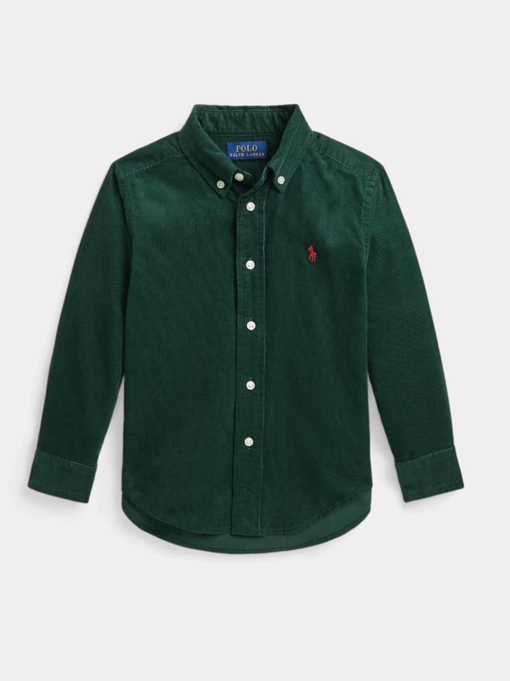 Ralph Lauren Dark Green Corduroy Button-Down Shirt for Kids